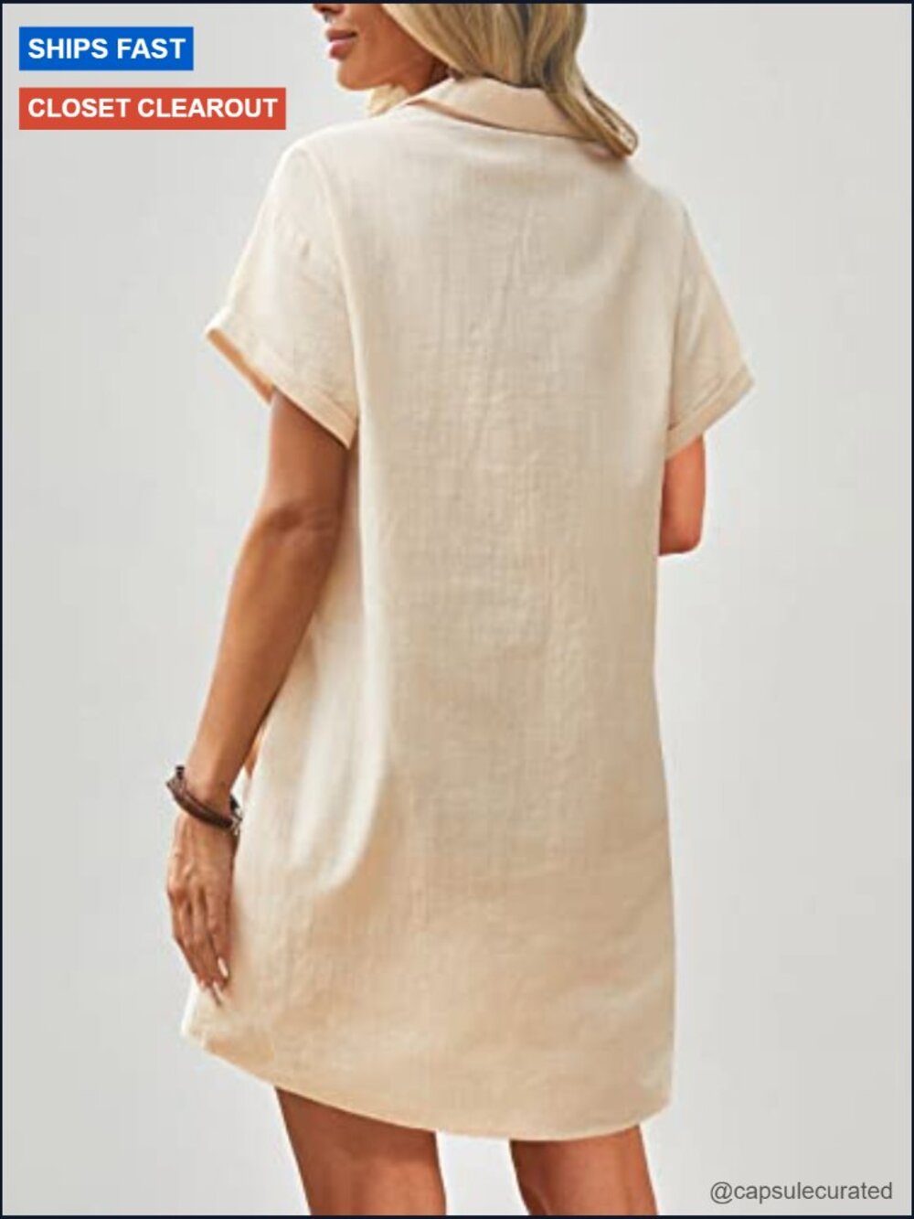 Womens Cotton Shirt Dress Summer Casual Short Sleeve Button Down Beach Cover Up - Picture 5 of 7